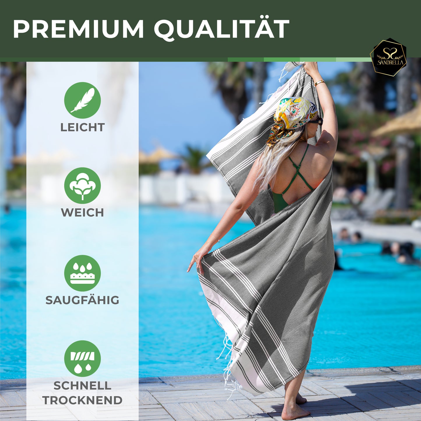 Edelstück Hamamtuch 100 x 200 cm | dunkelgrün