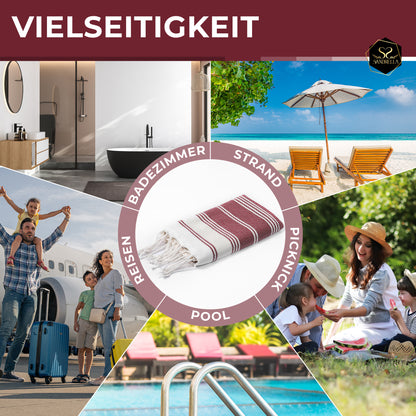 Edelstück Hamamtuch 100 x 200 cm | dunkelrot