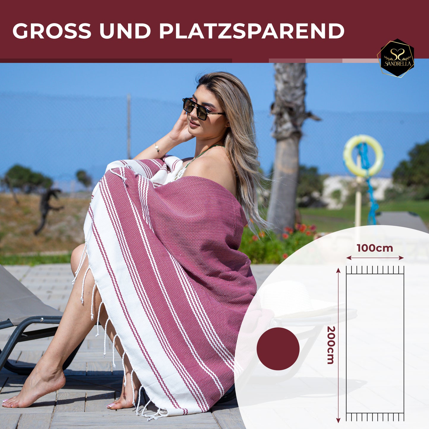 Edelstück Hamamtuch 100 x 200 cm | dunkelrot