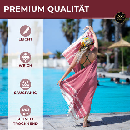 Edelstück Hamamtuch 100 x 200 cm | dunkelrot