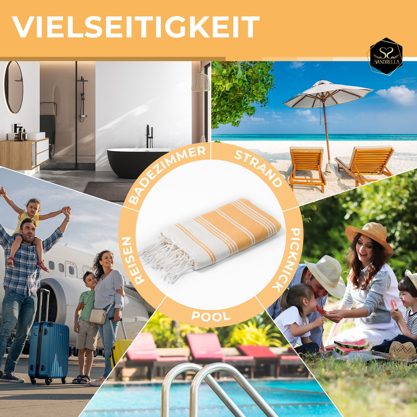 Edelstück Hamamtuch 100 x 200 cm | gelb