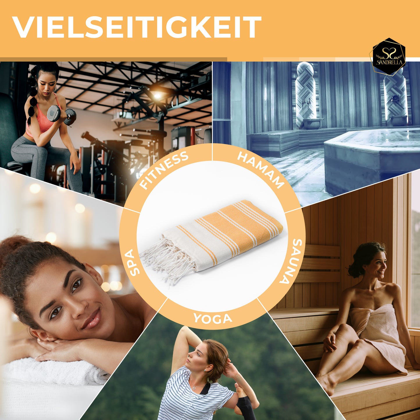 Edelstück Hamamtuch 100 x 200 cm | gelb