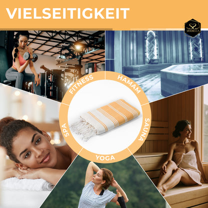 Doppelpack Hamamtuch 100 x 200 cm I gelb & hellblau