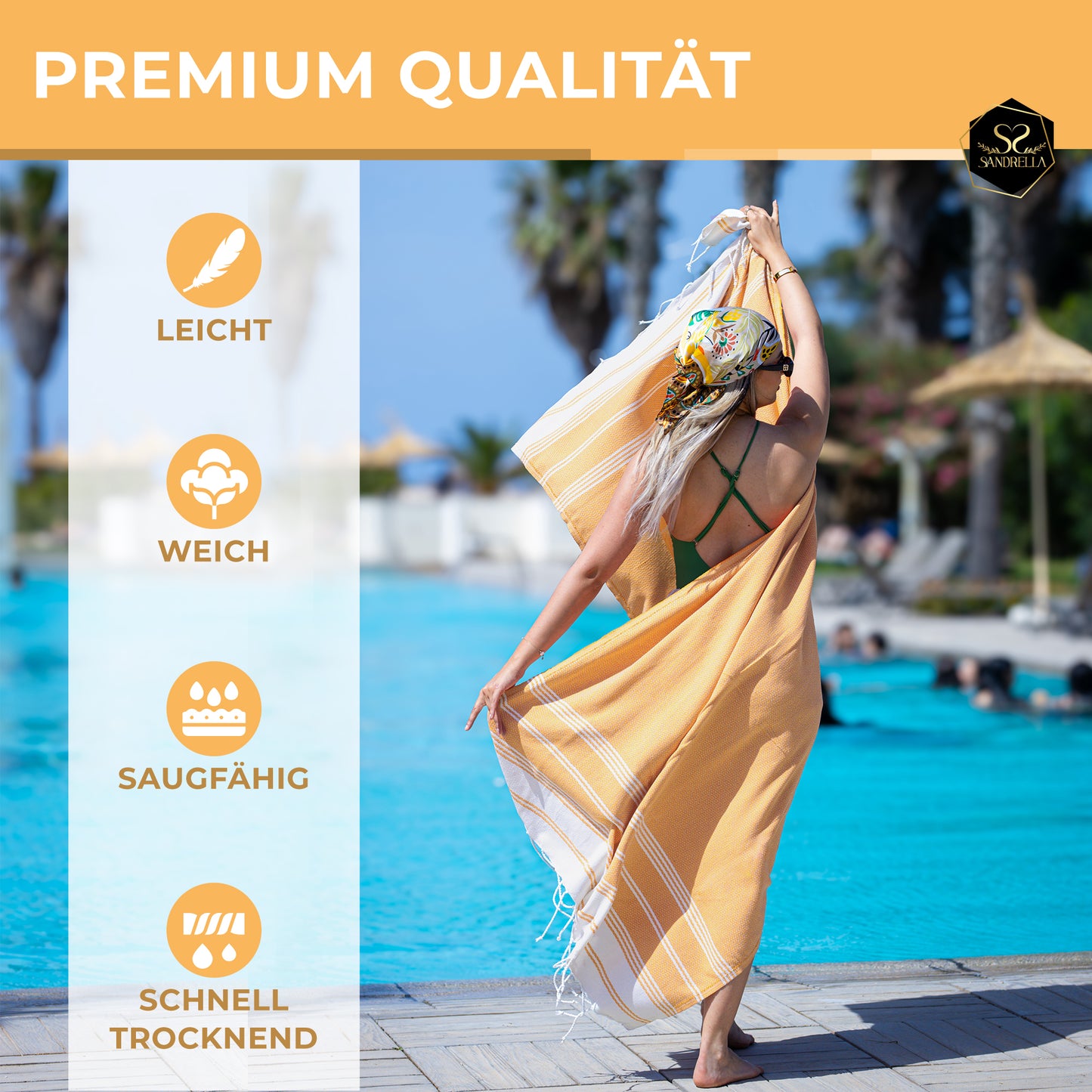 Doppelpack Hamamtuch 100 x 200 cm I gelb & hellblau