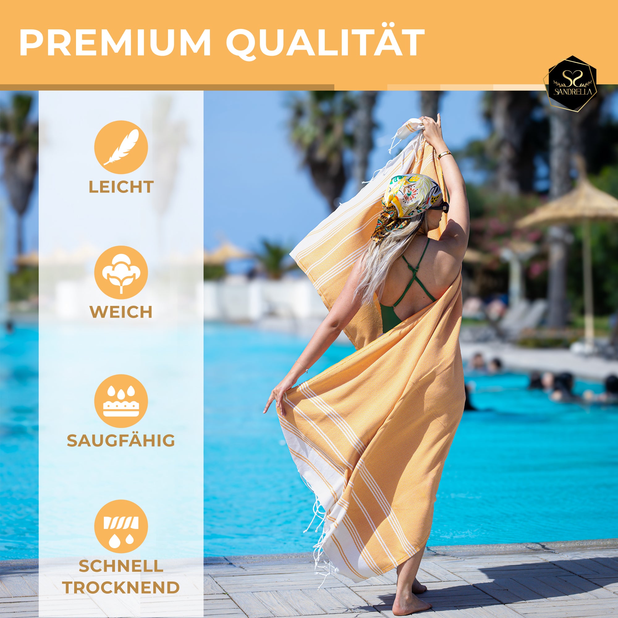 Doppelpack Hamamtuch 100 x 200 cm I gelb & hellblau