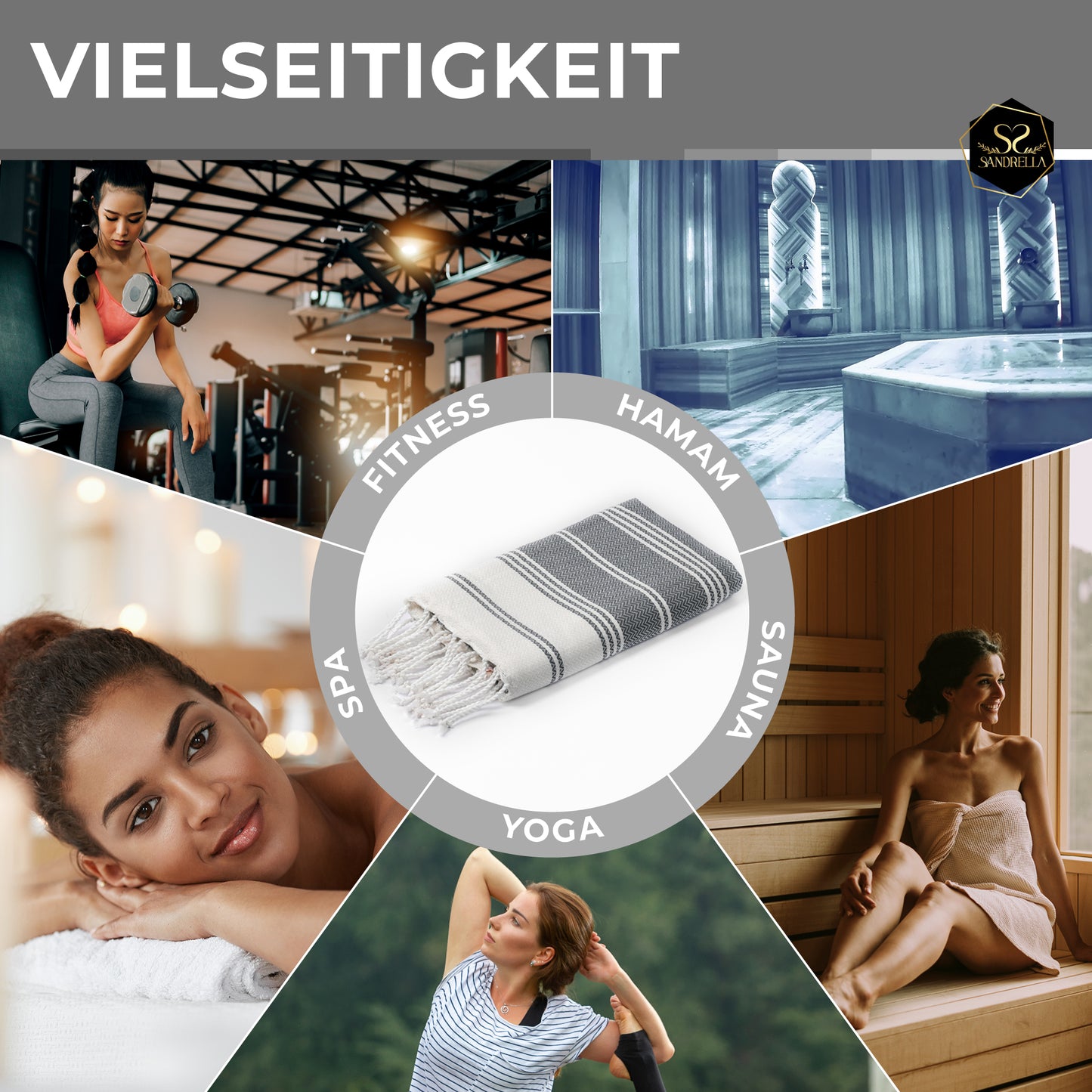 Edelstück Hamamtuch 100 x 200 cm | grau