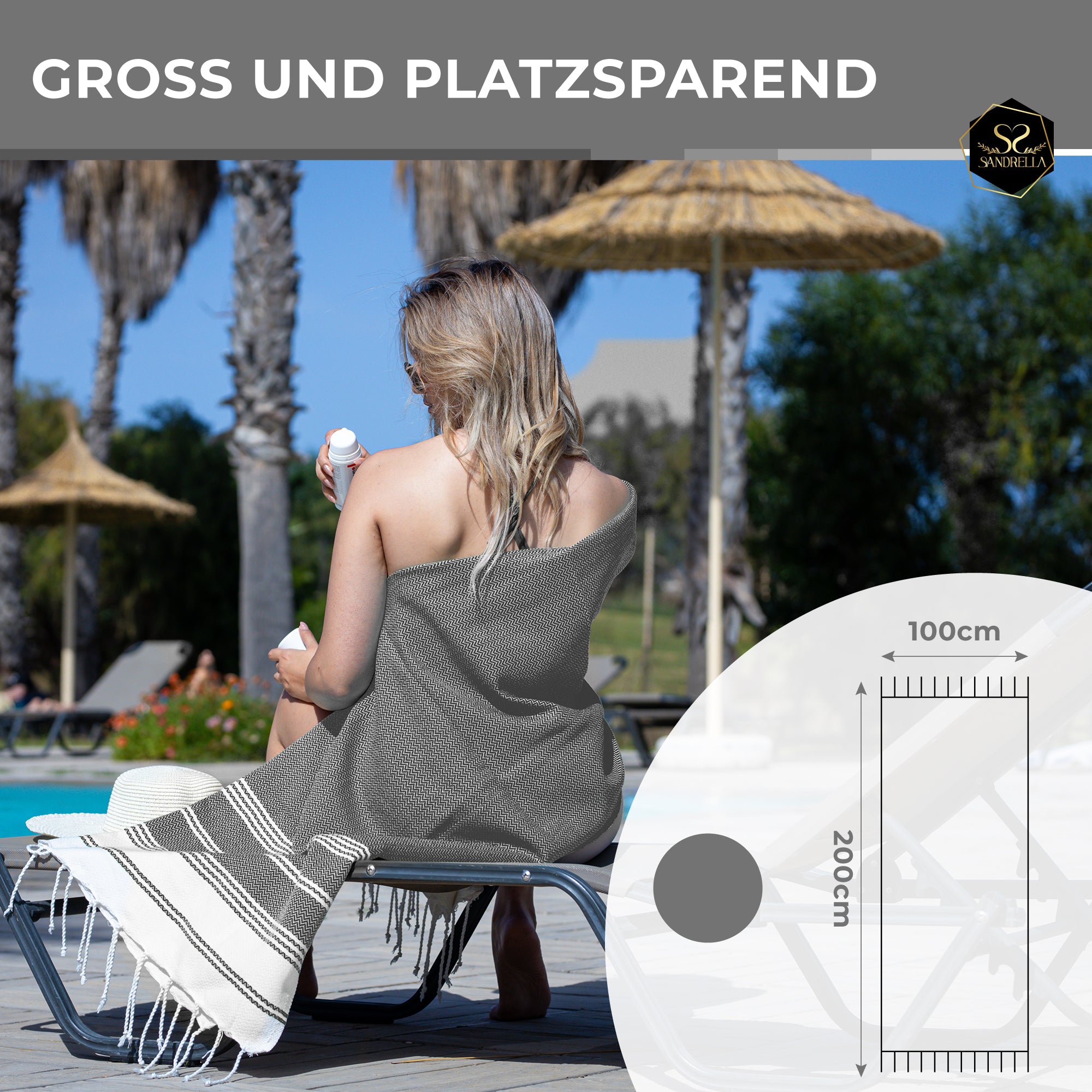 Doppelpack Hamamtuch 100 x 200 cm I blaugrün & grau