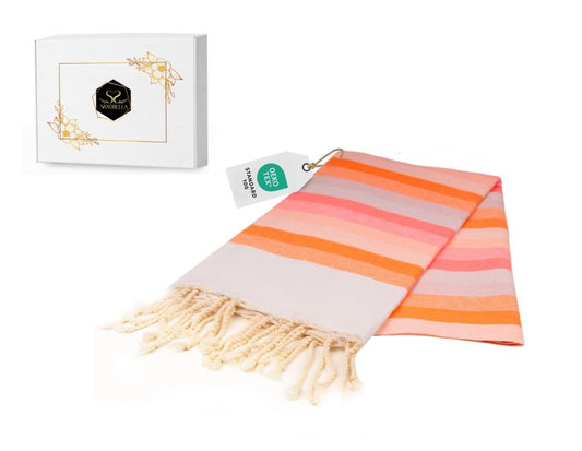 Farbenliebe Hamamtuch 100 x 200 cm I rosa / orange