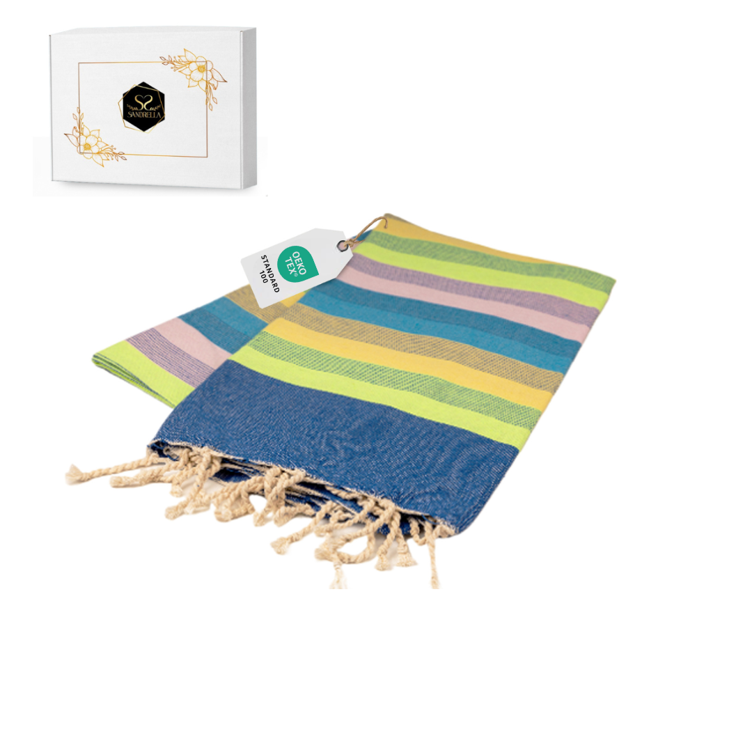 Farbenliebe Hamamtuch 100 x 200 cm I blau gestreift