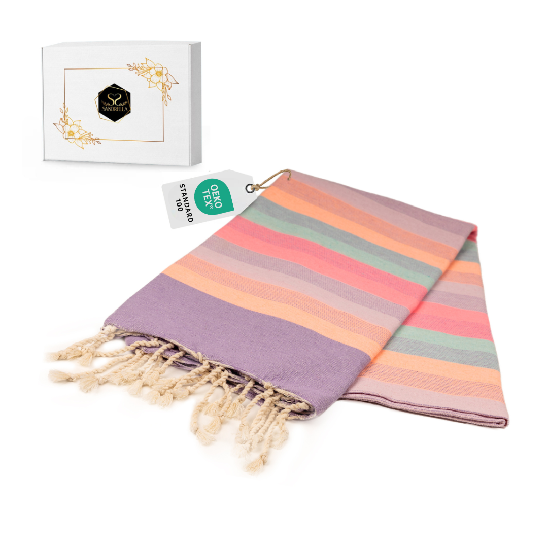 Farbenliebe Hamamtuch 100 x 200 cm I rosa / orange