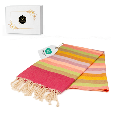 Farbenliebe Hamamtuch 100 x 200 cm I rosa / orange