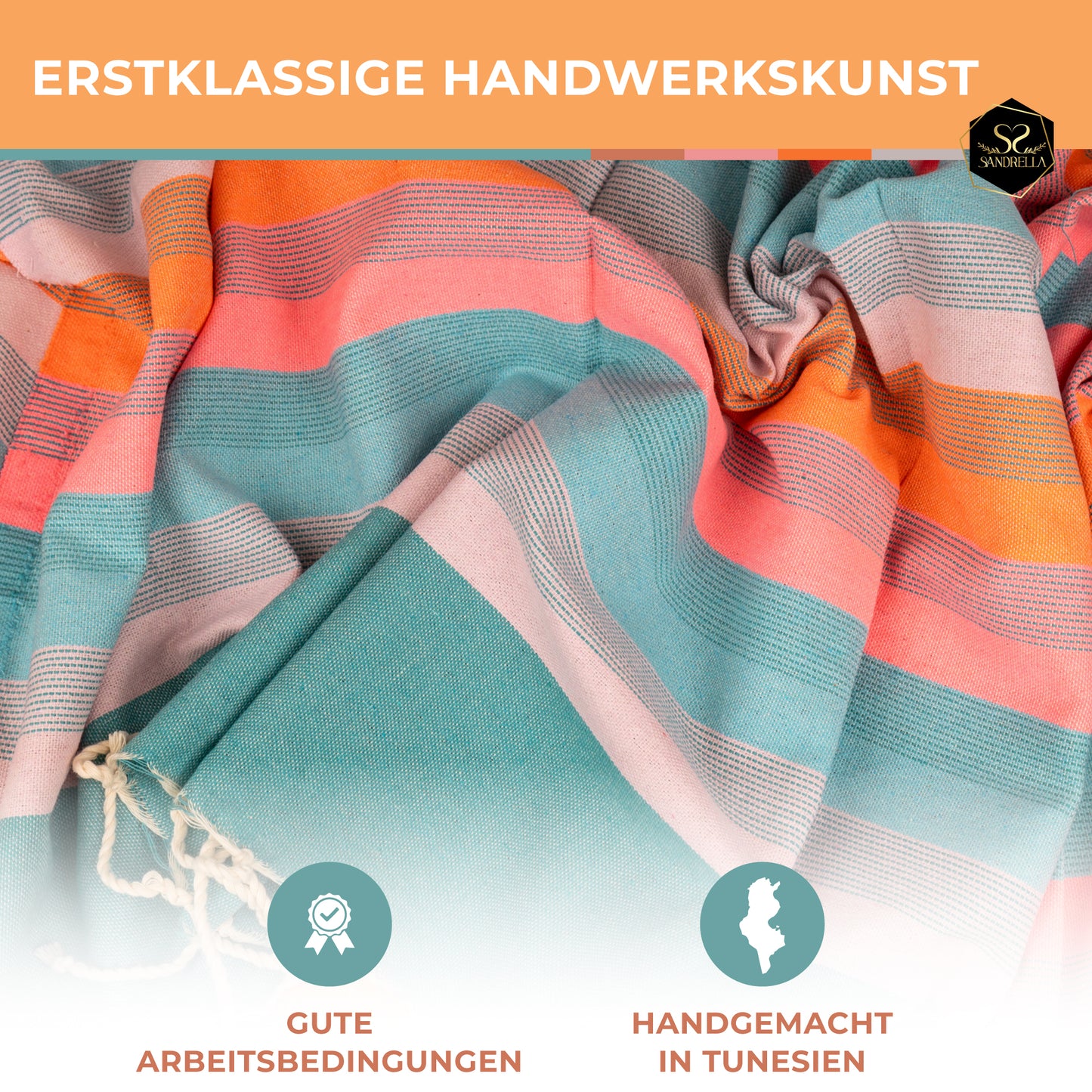 Farbenliebe Hamamtuch 100 x 200 cm I blau gestreift