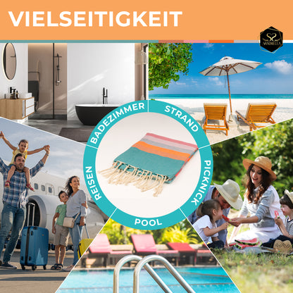 Farbenliebe Hamamtuch 100 x 200 cm I blau gestreift