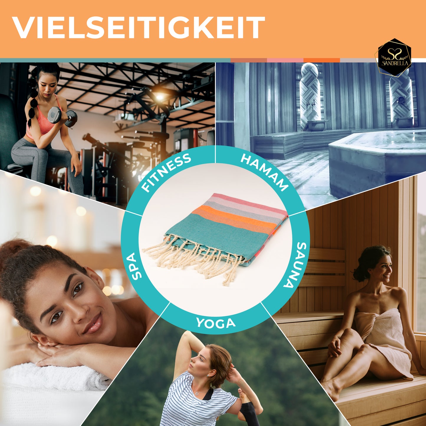 Doppelpack Hamamtuch 100 x 200 cm I blau gestreift