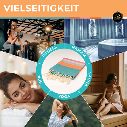 Doppelpack Hamamtuch 100 x 200 cm I blau gestreift