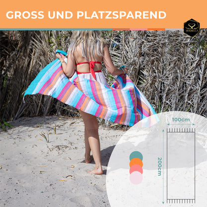 Farbenliebe Hamamtuch 100 x 200 cm I blau gestreift