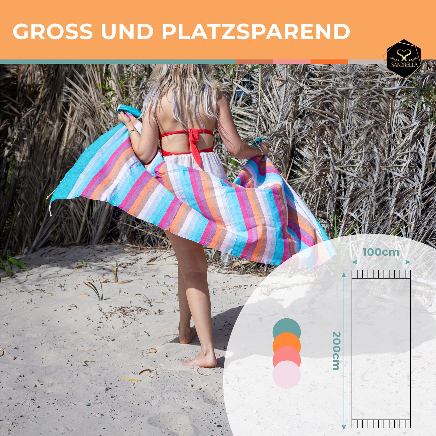 Doppelpack Hamamtuch 100 x 200 cm I blau gestreift