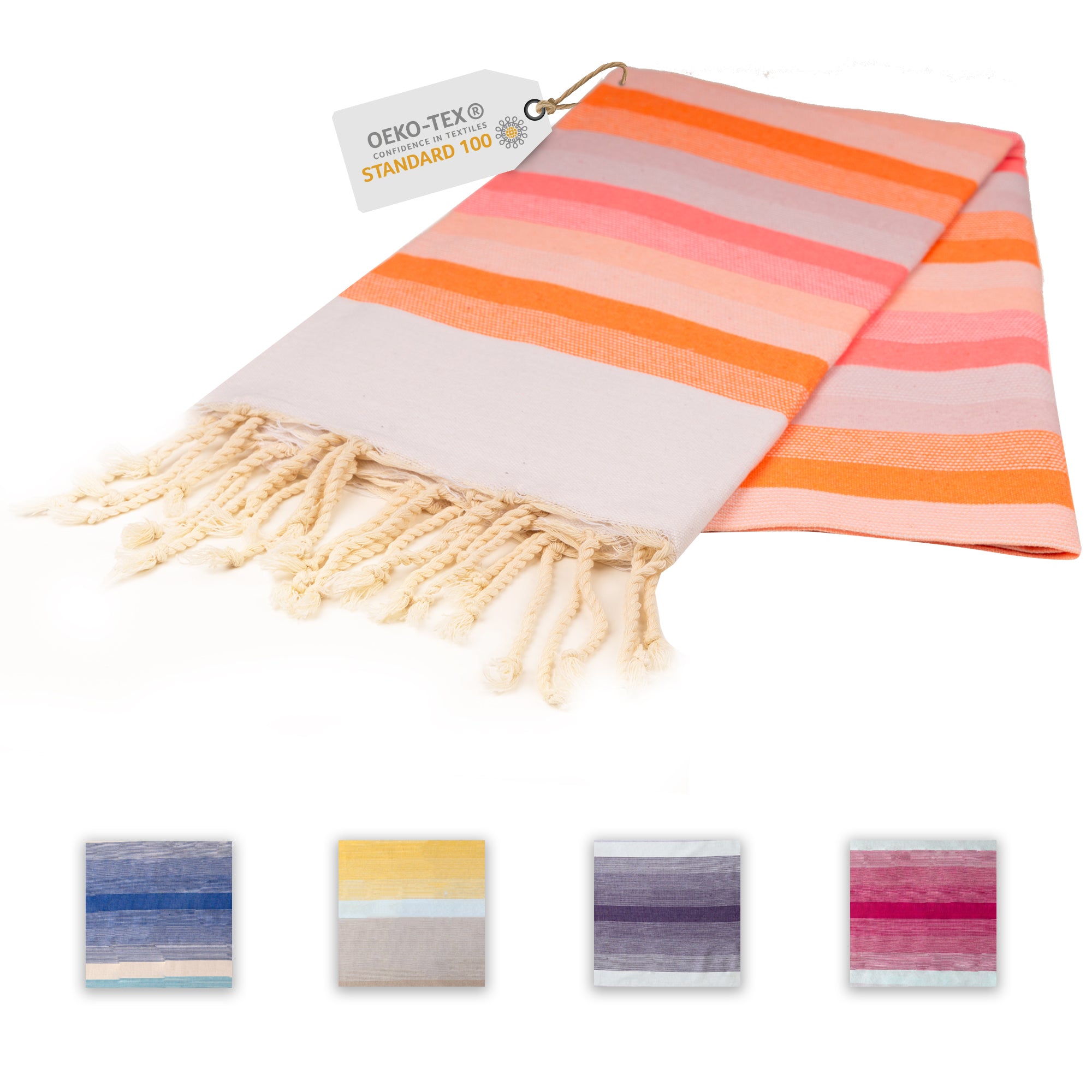 Farbenliebe Hamamtuch 100 x 200 cm I rosa / orange