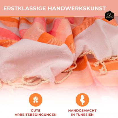 Doppelpack Hamamtuch 100 x 200 cm I  rosa & orange / lila gestreift