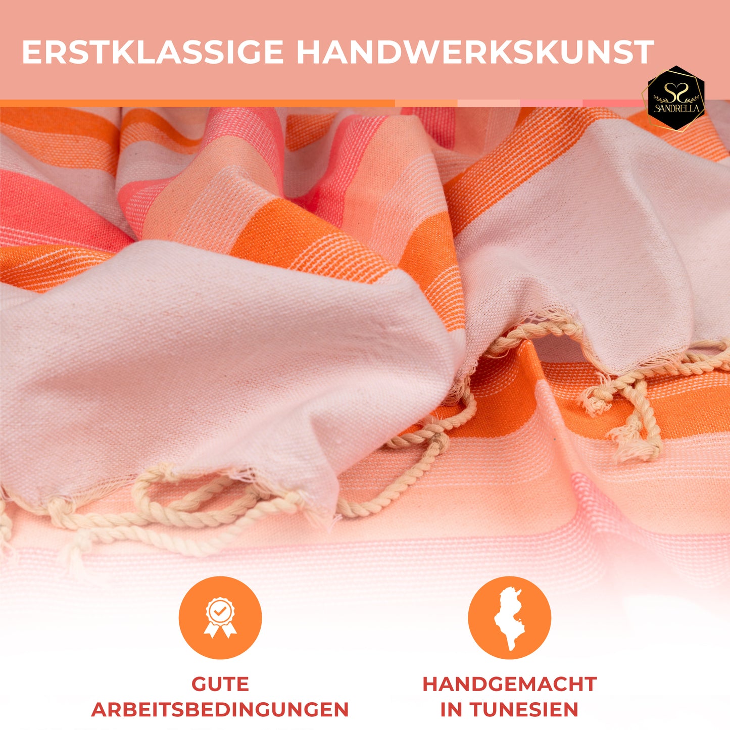 Doppelpack Hamamtuch 90 x 170 cm I orange & rosa / rosa Verlauf