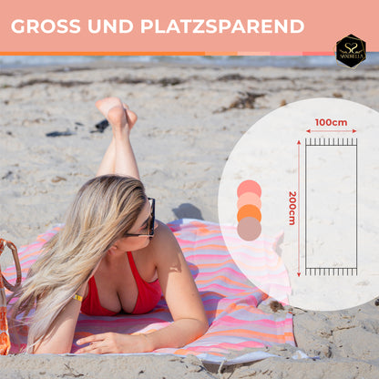 Farbenliebe Hamamtuch 100 x 200 cm I rosa / orange