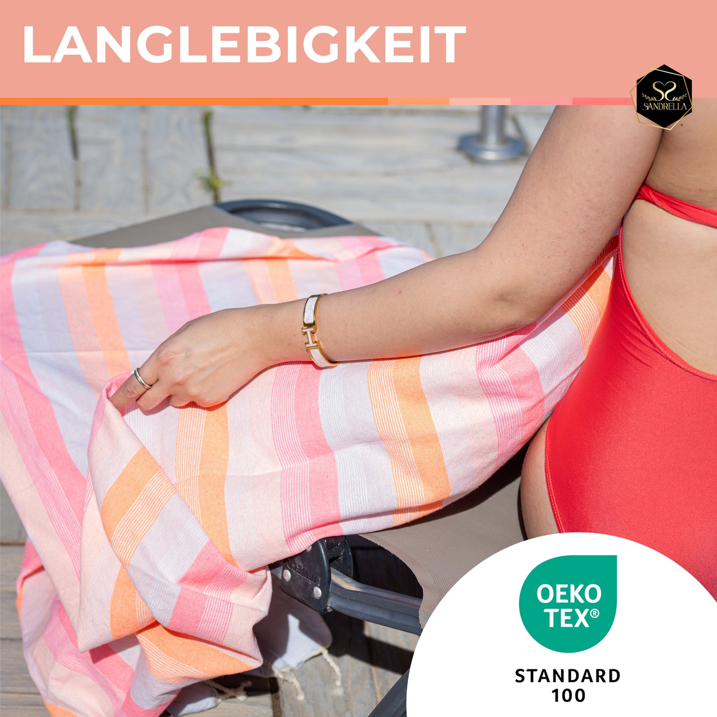 Farbenliebe Hamamtuch 90 x 170 cm I rosa & orange