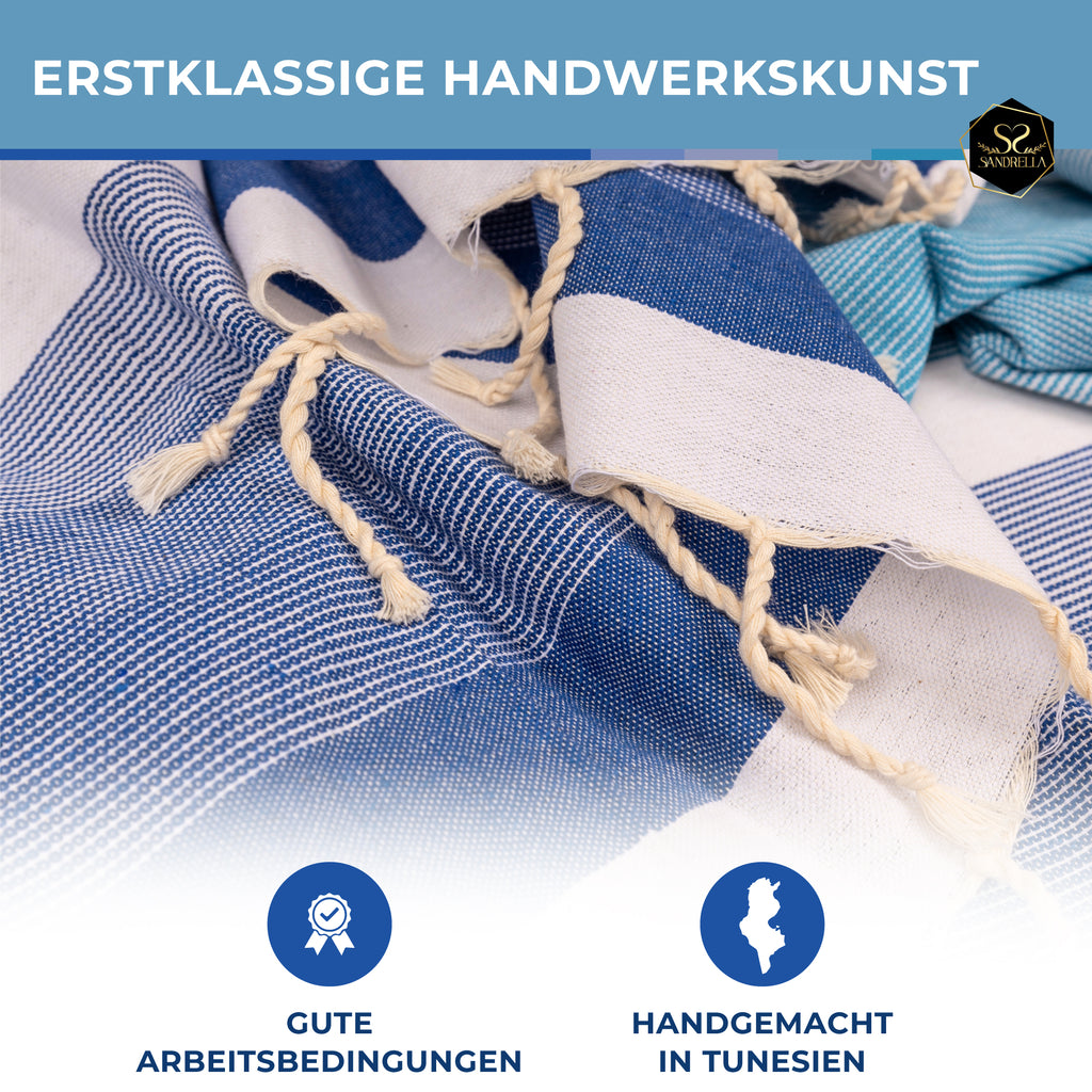 Doppelpack Hamamtuch 90 x 170 cm I pink gestreift / blau Verlauf