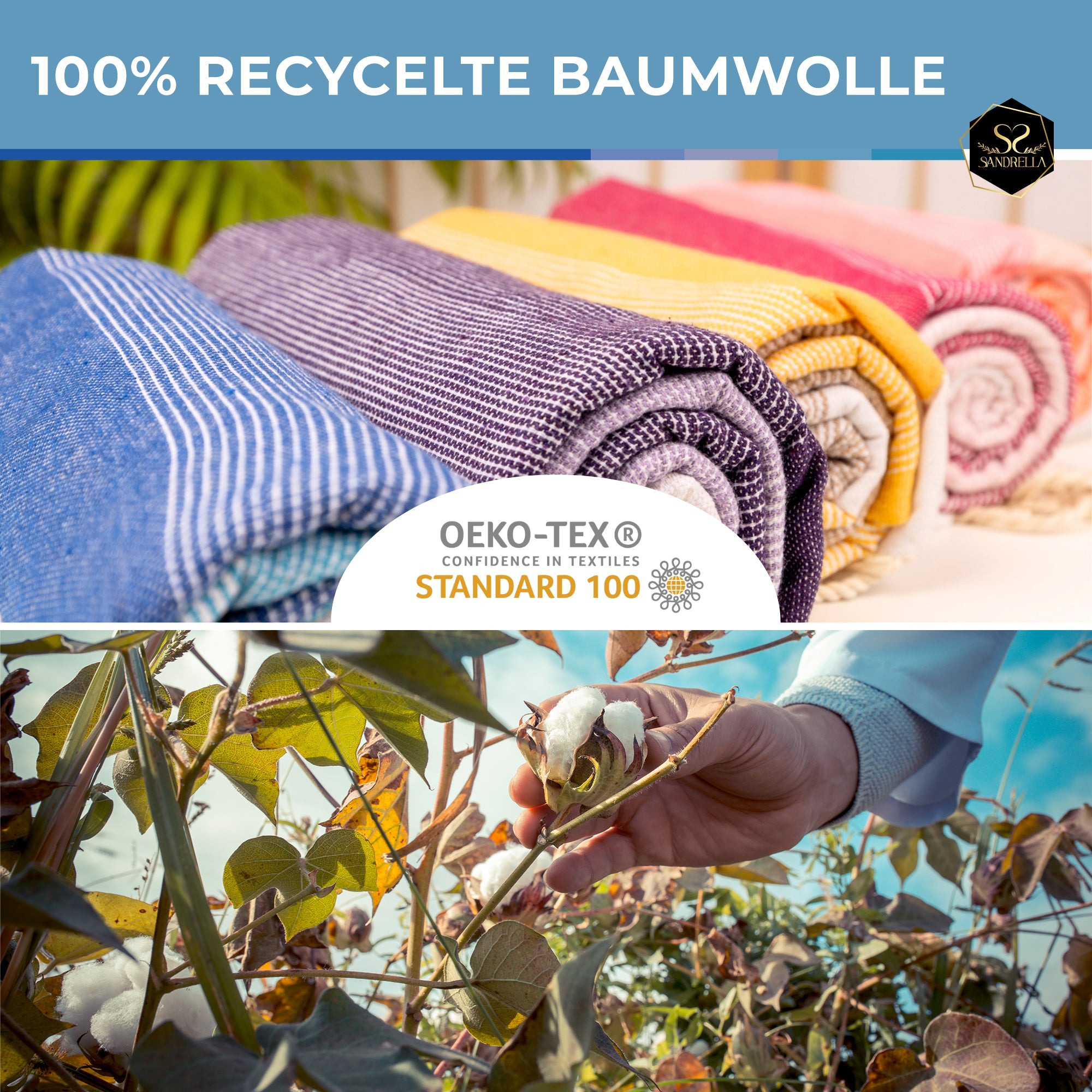 Doppelpack Hamamtuch 90 x 170 cm I blau Verlauf / gelb Verlauf