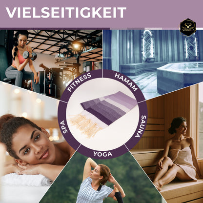 Doppelpack Hamamtuch 100 x 200 cm I lila Verlauf / rosa Verlauf