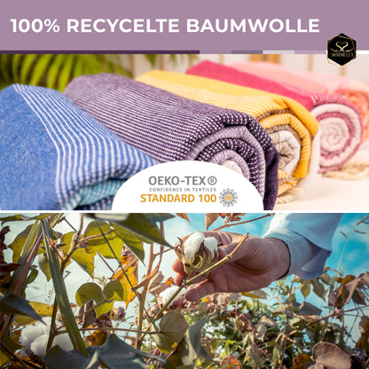 Doppelpack Hamamtuch 90 x 170 cm I lila Verlauf / orange & rosa