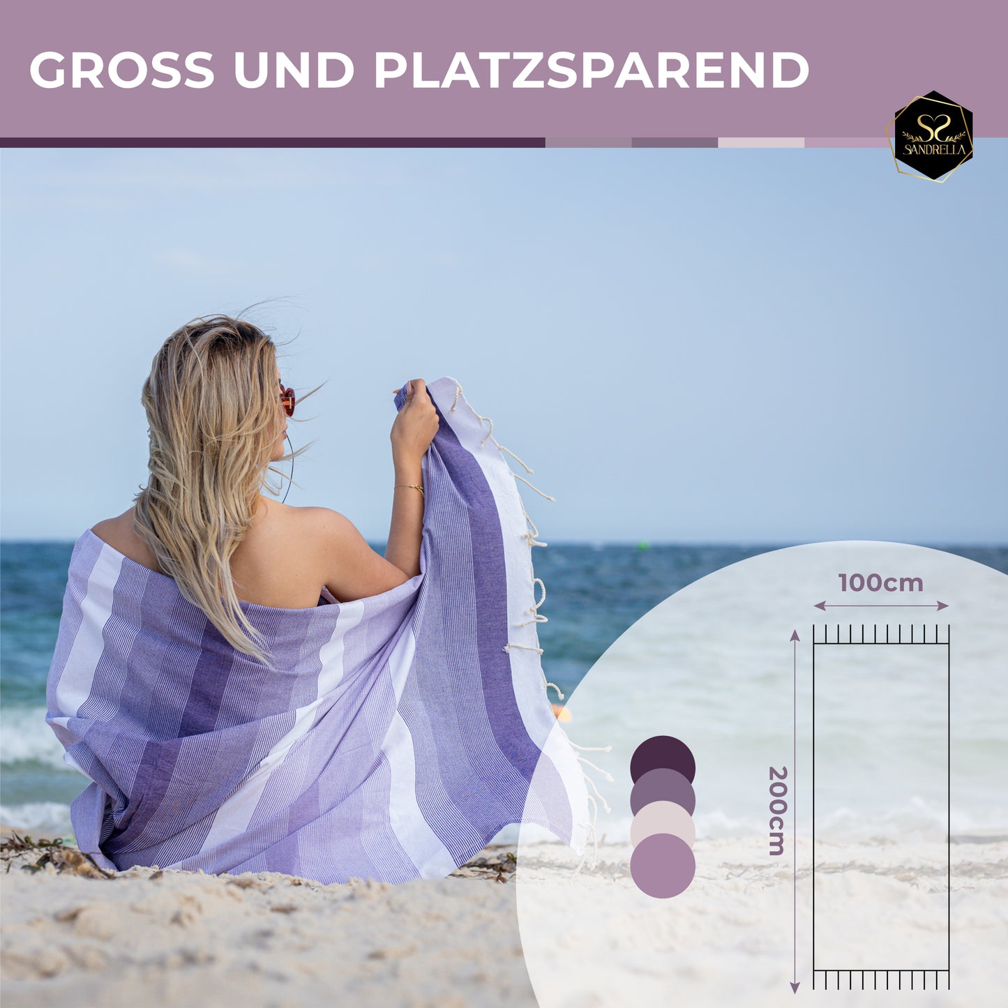 Farbenliebe Hamamtuch 100 x 200 cm I lila