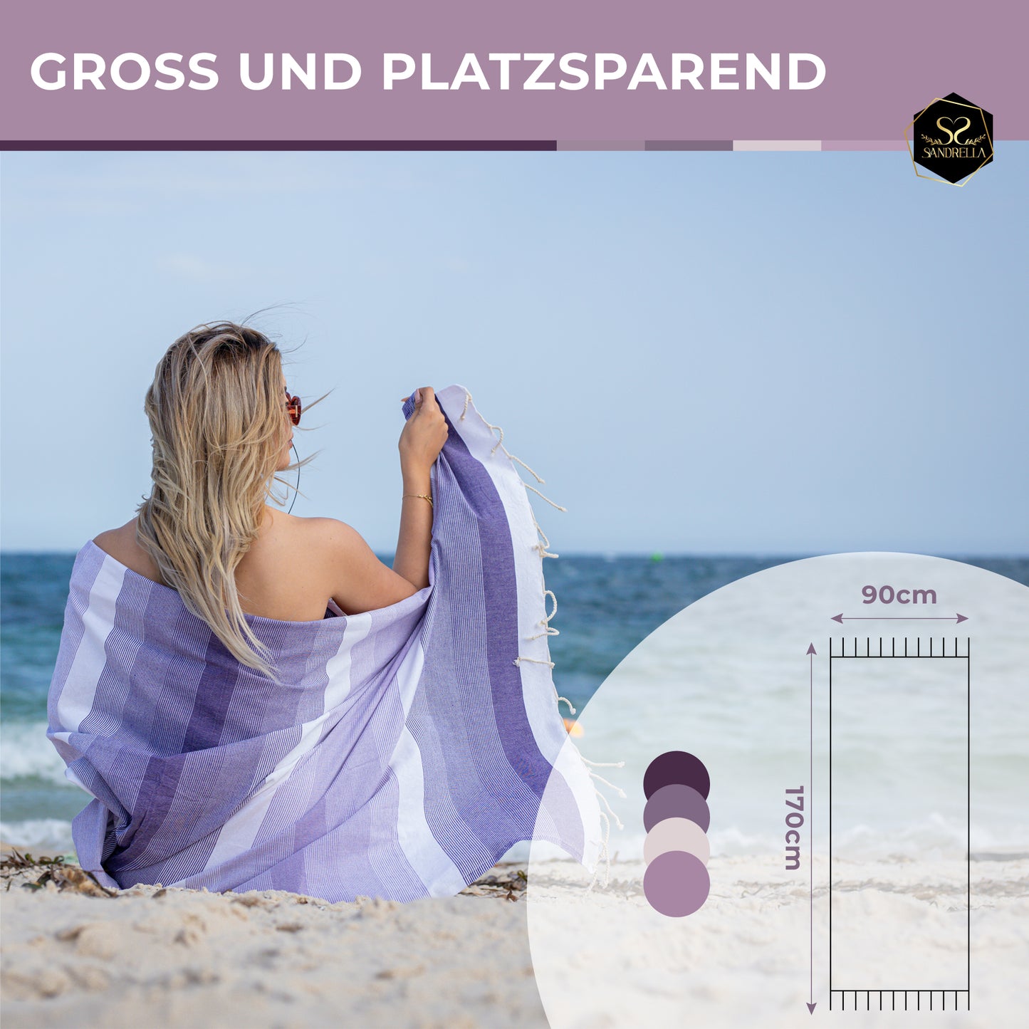 Farbenliebe Hamamtuch 90 x 170 cm I lila Verlauf