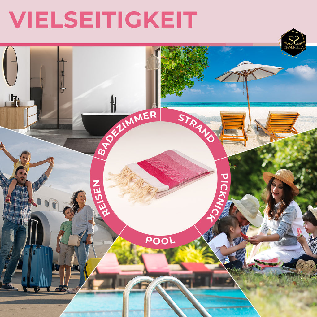 Doppelpack Hamamtuch 90 x 170 cm I lila Verlauf / rosa Verlauf