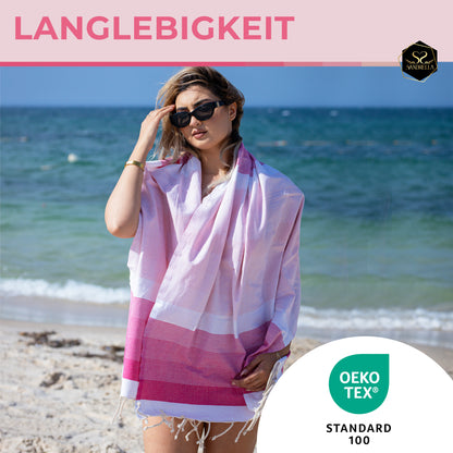 Doppelpack Hamamtuch 90 x 170 cm I lila / rosa Verlauf