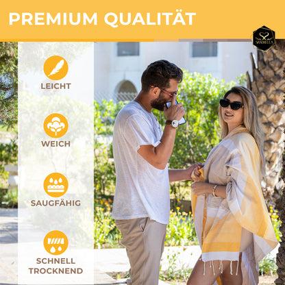 Doppelpack Hamamtuch 100 x 200 cm I gelb Verlauf / blau Verlauf