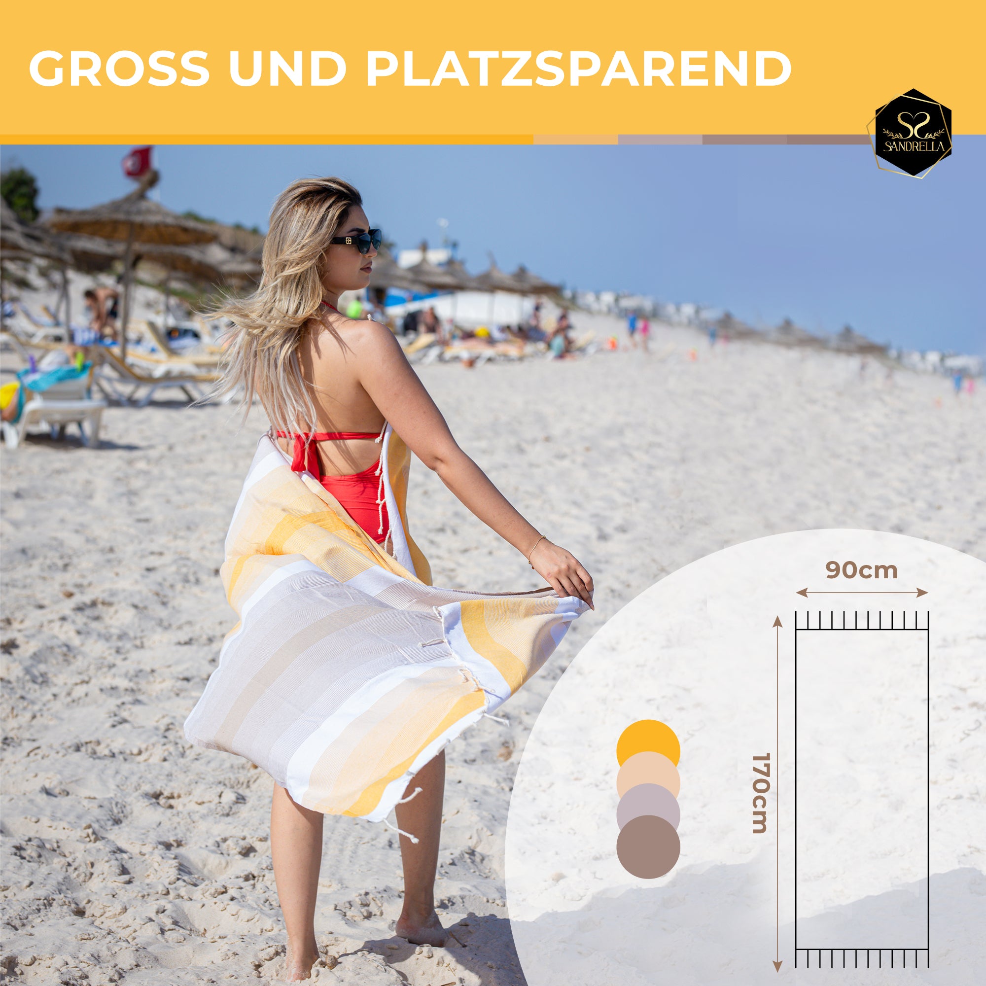 Farbenliebe Hamamtuch 90 x 170 cm I gelb Verlauf