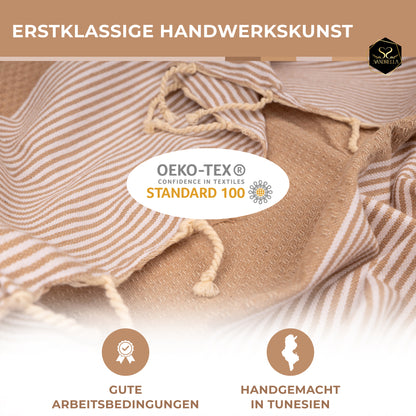 Doppelpack Hamamtuch 90 x 170 cm I orange / beige