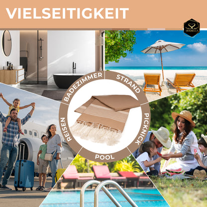 Sandrella Hamamtuch Sauna Damen & Herren groß 170x270 Baumwolle Strandtuch Decke Pestemal