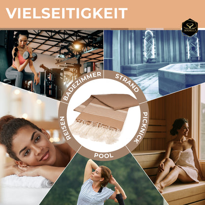 Sandrella Hamamtuch Sauna Damen & Herren groß 170x270 Baumwolle Strandtuch Decke Pestemal