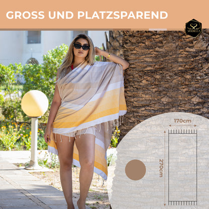 Sandrella Hamamtuch Sauna Damen & Herren groß 170x270 Baumwolle Strandtuch Decke Pestemal