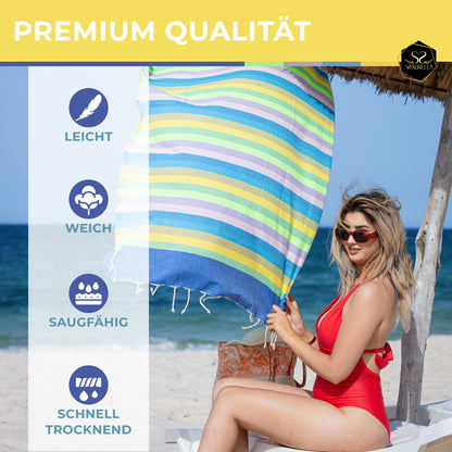 Sandrella Hamamtuch Sauna Damen & Herren groß 90x170 Baumwolle Strandtuch Decke Pestemal