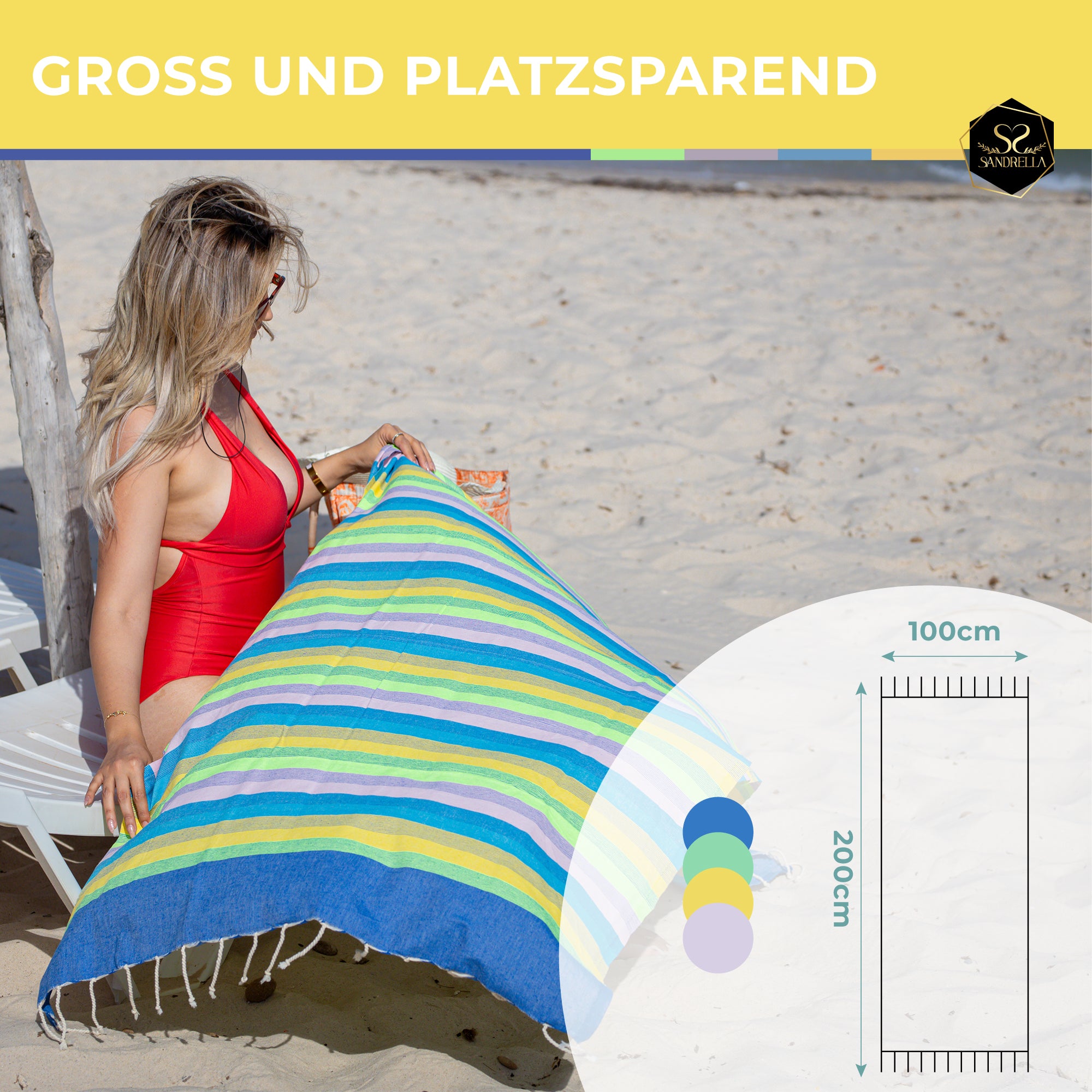 Farbenliebe Hamamtuch 100 x 200 cm I dunkelblau gestreift