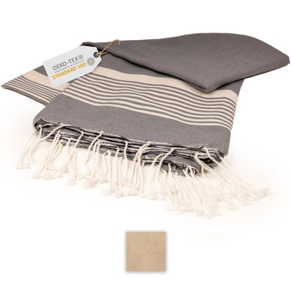 Sandrella Hamamtuch Sauna Damen & Herren groß 170x270 Baumwolle Strandtuch Decke Pestemal