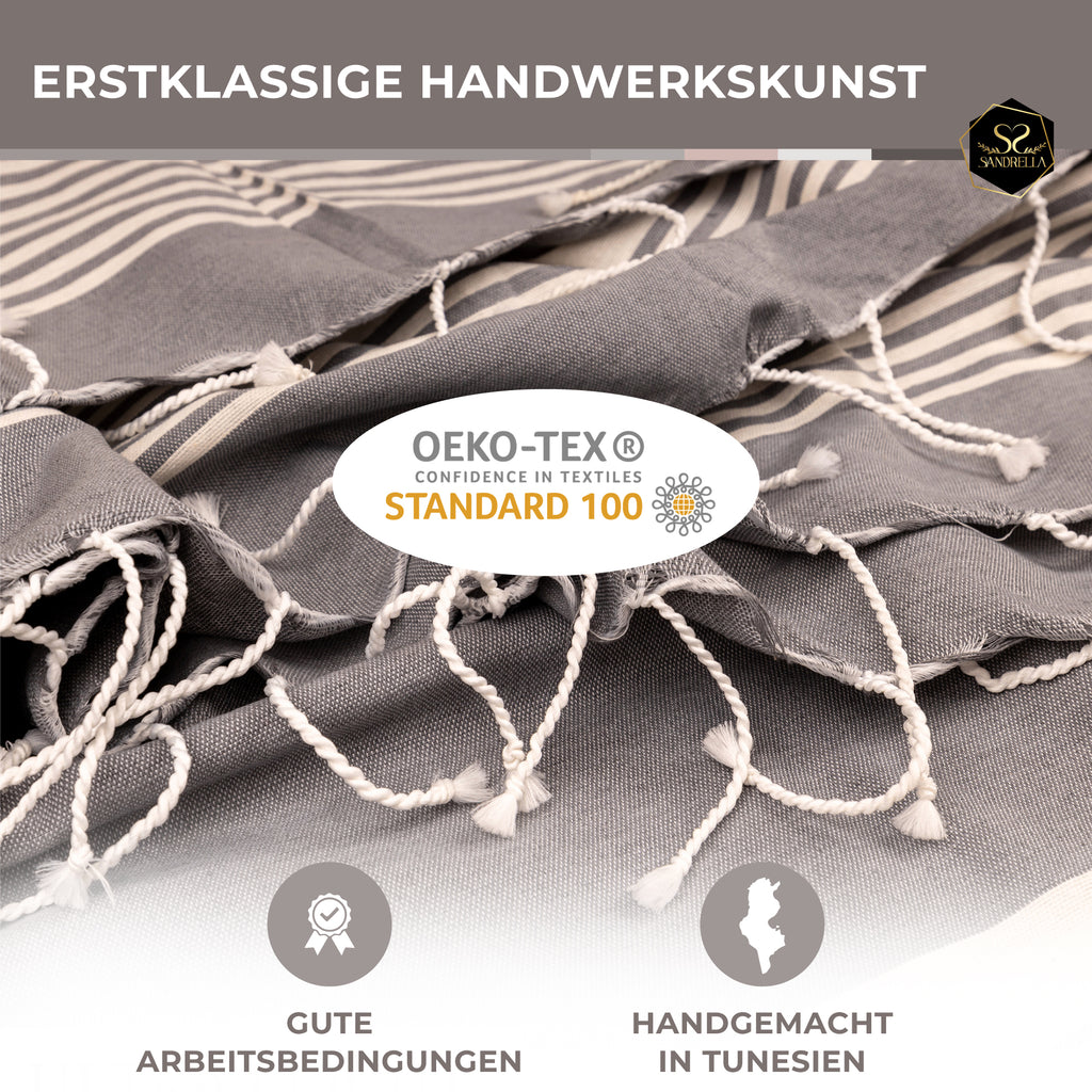 Sandrella Hamamtuch Sauna Damen & Herren groß 170x270 Baumwolle Strandtuch Decke Pestemal