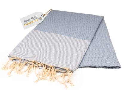 Doppelpack Hamamtuch 90 x 170 cm I hellblau / lila