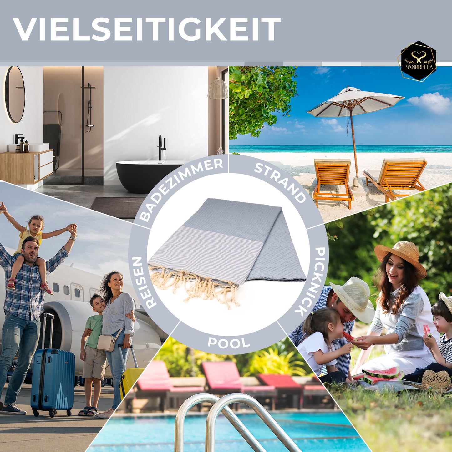 Doppelpack Hamamtuch 90 x 170 cm I hellblau