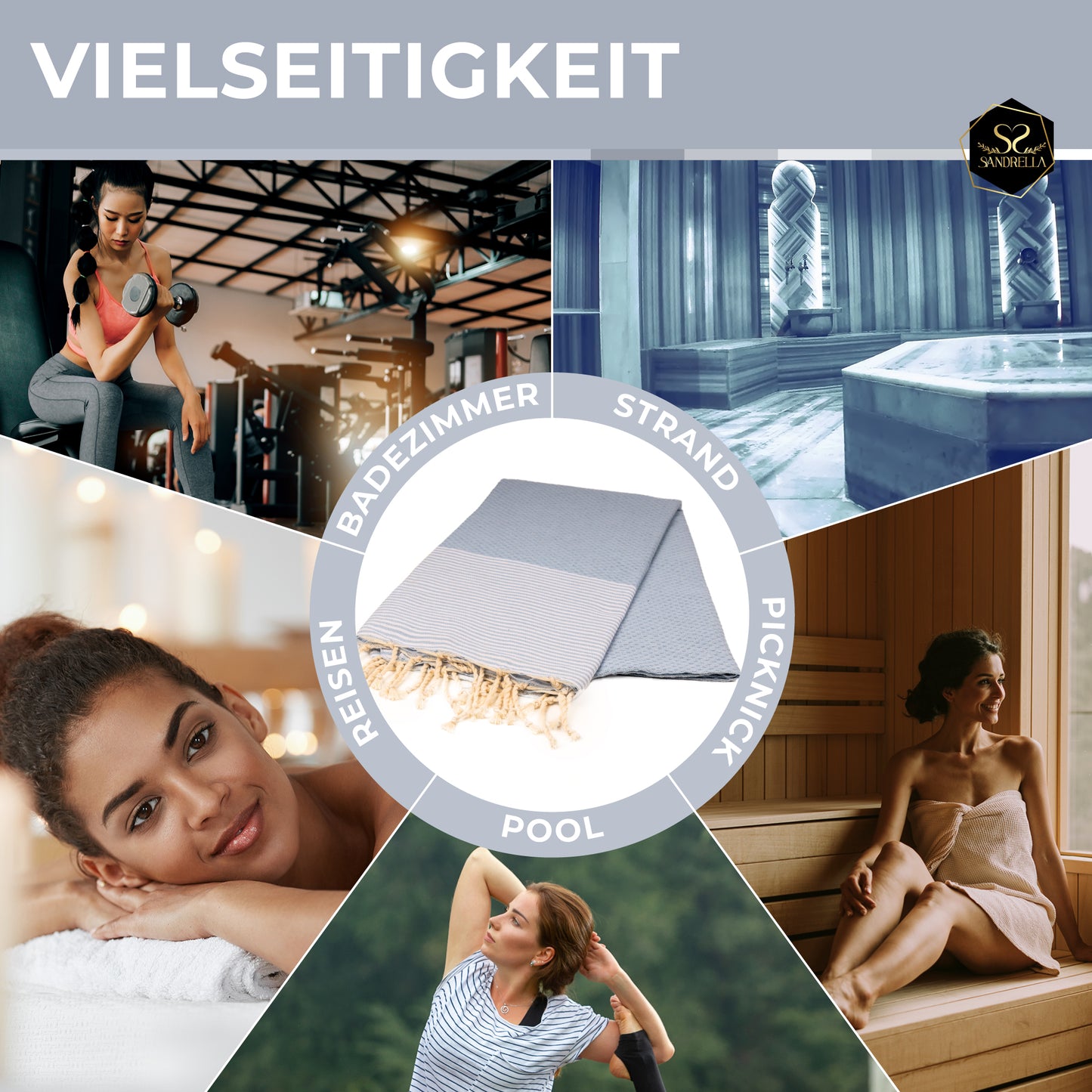 Doppelpack Hamamtuch 90 x 170 cm I hellblau