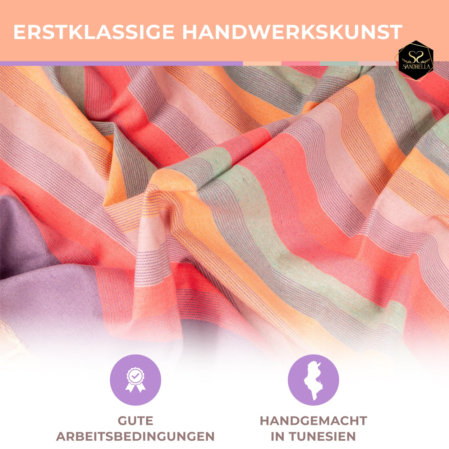 Farbenliebe Hamamtuch 100 x 200 cm I lila gestreift