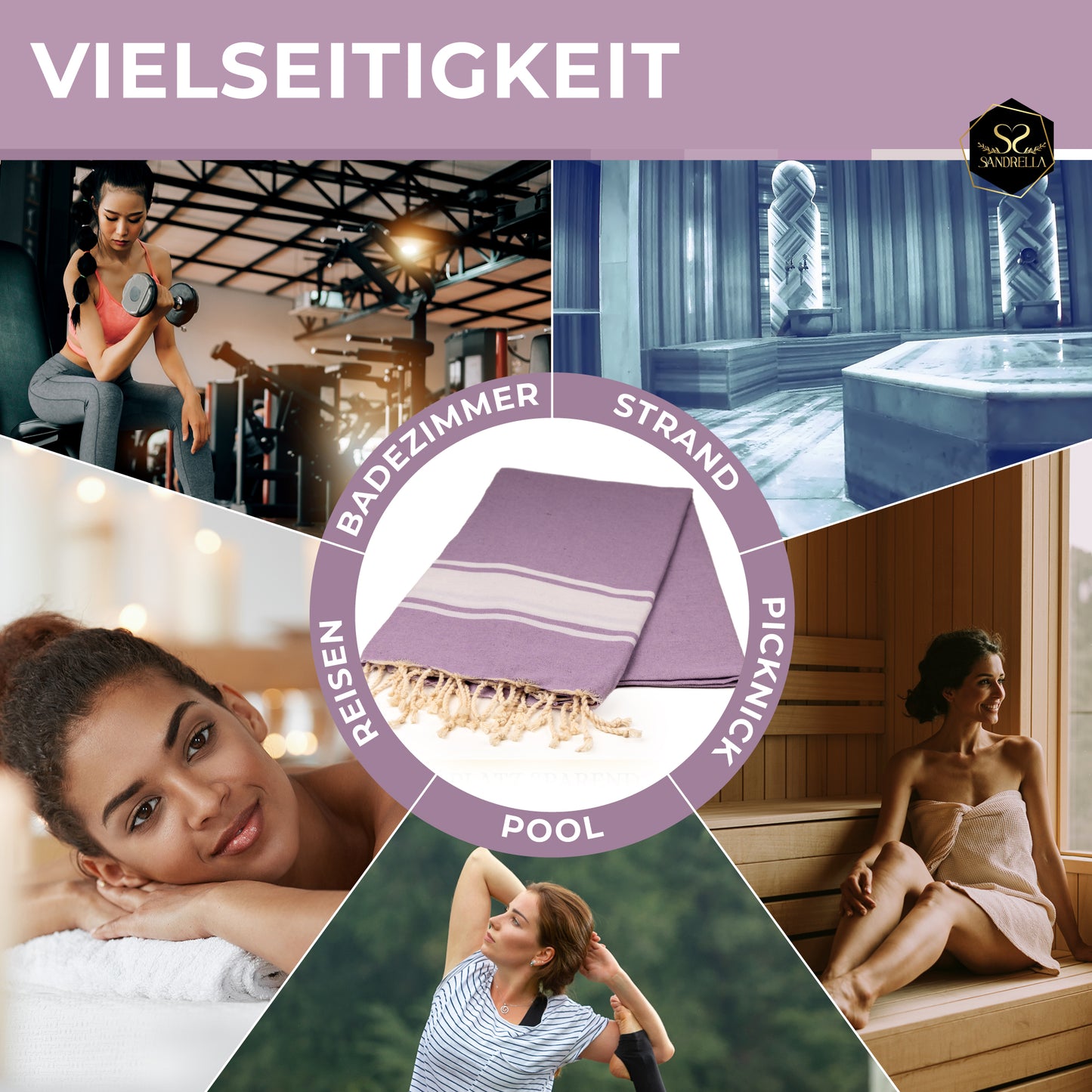 Farbenliebe Hamamtuch 90 x 170 cm I lila