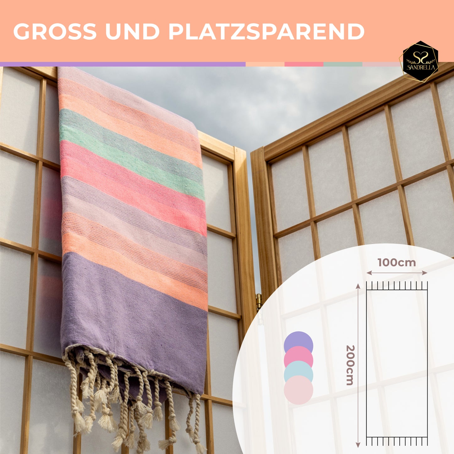 Farbenliebe Hamamtuch 100 x 200 cm I lila gestreift